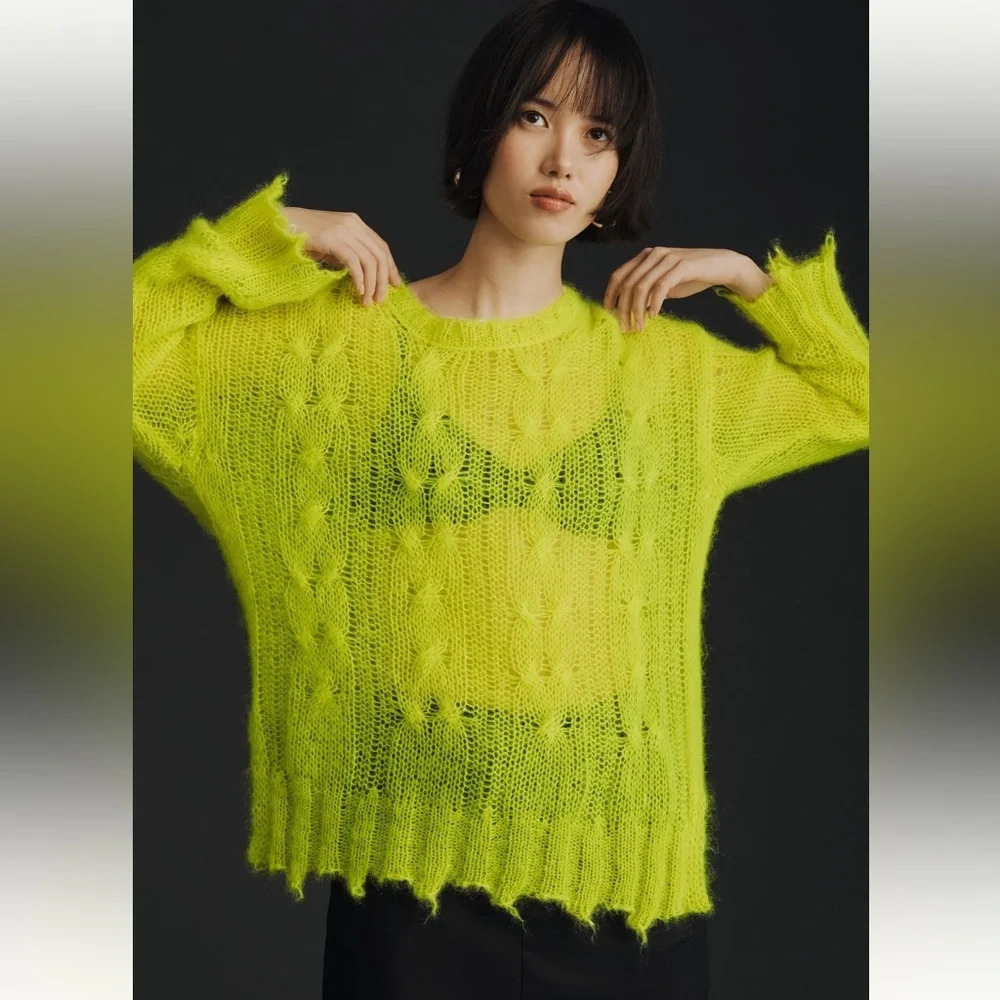 Anthropologie the posey stitchy distressed sweater